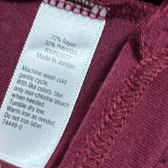Ana Women's Blouse 3X Maroon Burgundy Short Sleeve Popover Feminine Stretch Top - Picture 5 of 7